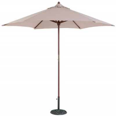 TropiShade 9 ft Wood Market Umbrella with Antique White Polyester Cover   